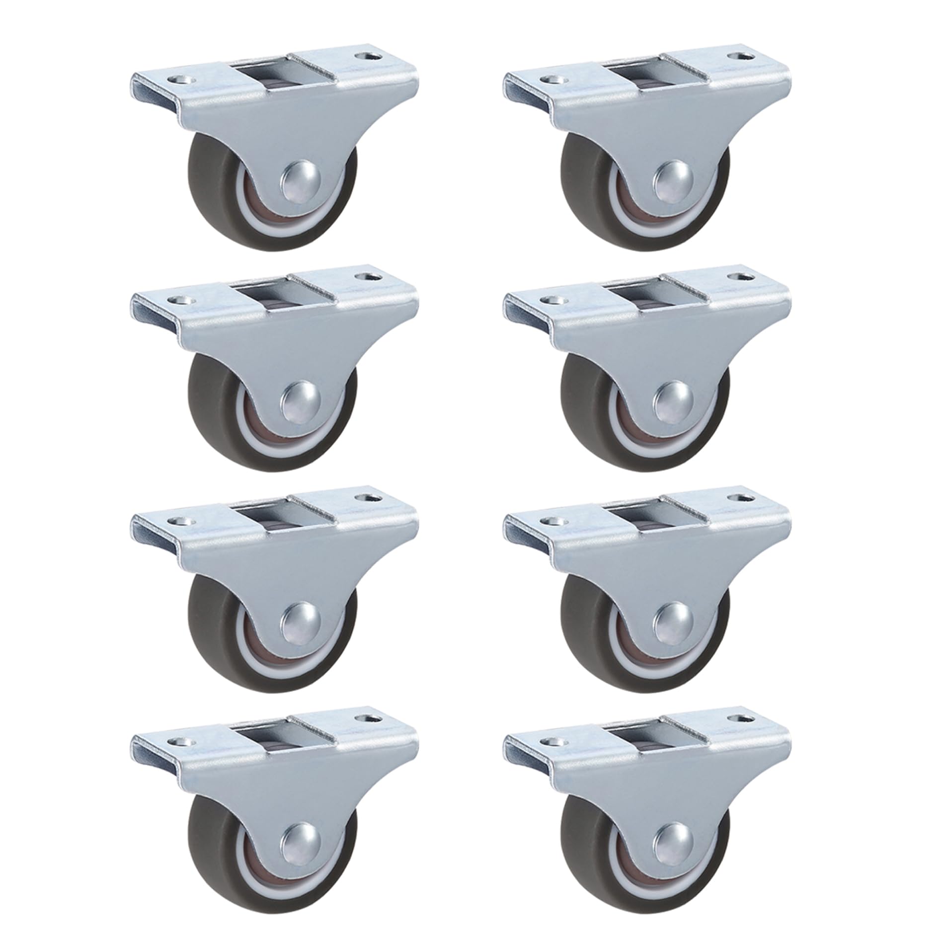 LIKERAINY Silent TPR Castors Ø 32 x 13 mm with Plate Fixing Rubber Wheels without Brake Replacement for Mobile Furniture Chest Caster Wheels Loading Capability 60kg Pack of 8 pcs
