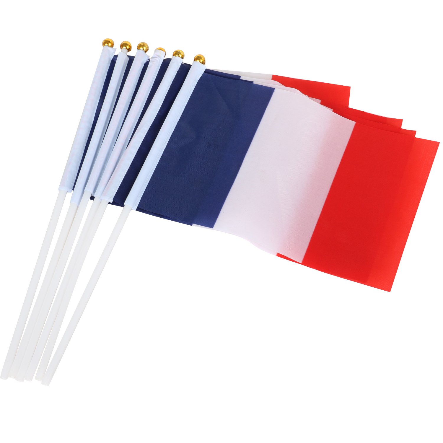 TRIXES 10x Handheld France Waving Flags - For Sport Support, 6 Country Rugby Tournament, European Football Cup and International Games - Bastille Day Celebration - Small French Flags