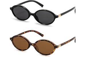 ViewJoy Retro Oval Sunglasses for Women Vintage 90s Y2K Trendy Designer Sun Glasses
