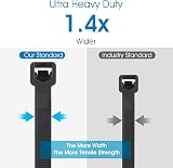 Yaluzibi 16 inch Cable Ties 100 Pack 400mm x 4.8mm Black 50lbs UV view 3