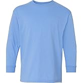 Youth Heavy Cotton Long Sleeve T-Shirt (Carolina Blue) (X-Large)