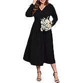 BELAROI Plus Size Maxi Sweater Dresses for Curvy Women Long Sleeve Midi Fall Winter V Neck
