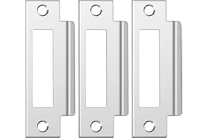 Haiabei 3Pcs 4-7/8" Zinc Plated Strike Plate Universal Door Strike Plate Replacement Lock Strike Plate T Strike Deadbolt Strike Plate Door Backplate Iron with Brushed Zinc Finish for Use(Large Hole)