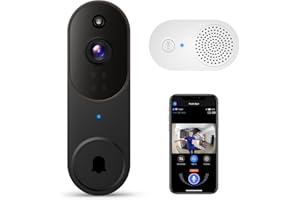 Guggre 1080P Wireless Video Doorbell Camera with Chime, Cloud Storage, Two-Way Audio, 2.4GHz Wi-Fi Support, Real-Time Alerts, Easy Installation, Night Vision (Brown)
