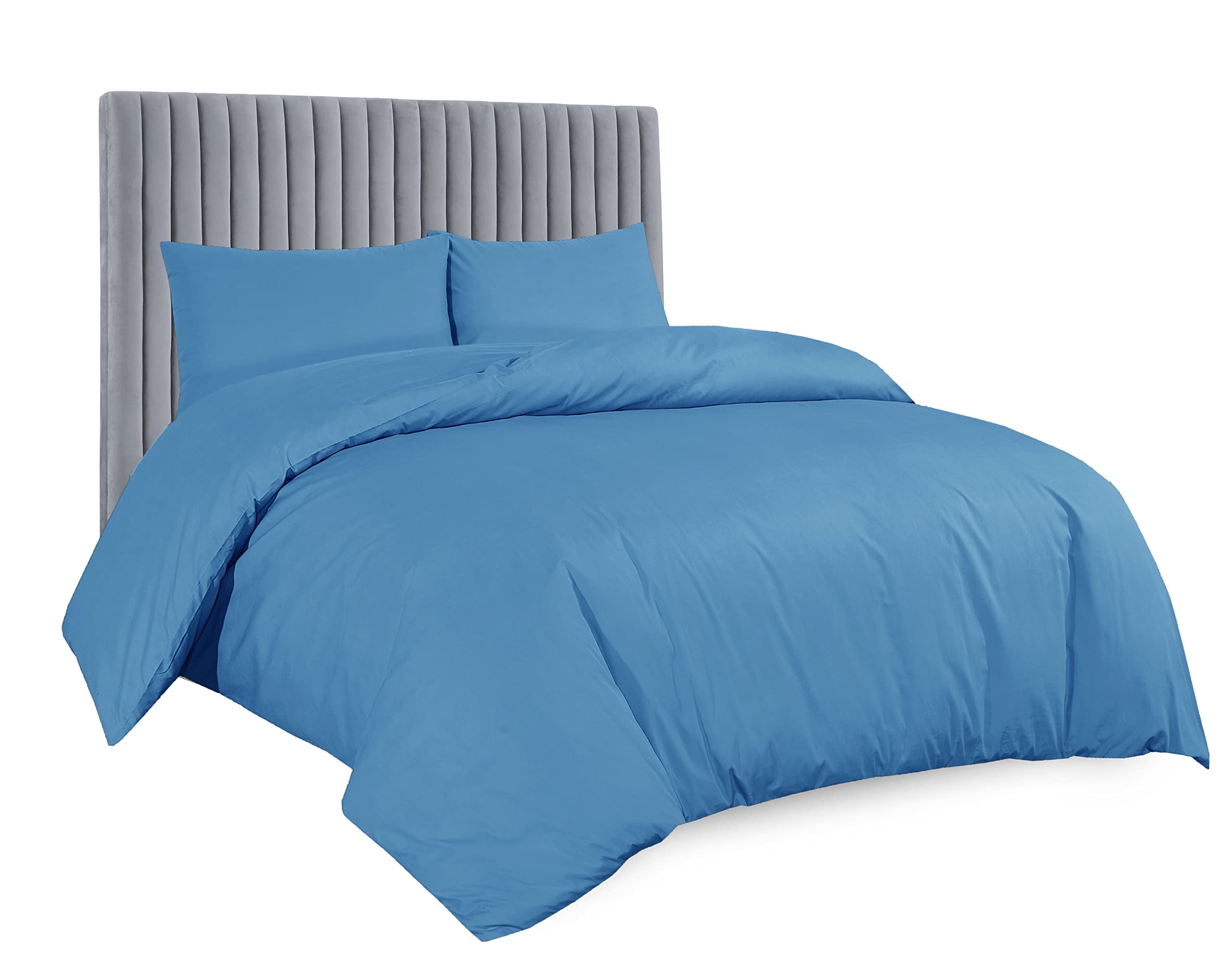 AATH COLLECTION Duvet Cover Bedding Set, Single, Double, King, Super King Size Egyptian Cotton Duvet Set with Pillow Cases. 100% Long Staple Soft Cotton Duvet Set with Easy Closure (Super King, Teal)