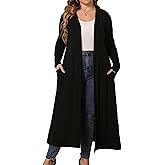 HJJPWW Women Plus Size Floor Length Open Front Drape Cardigan Lightweight Long Sleeve Maxi Duster with Pockets 1X-5X