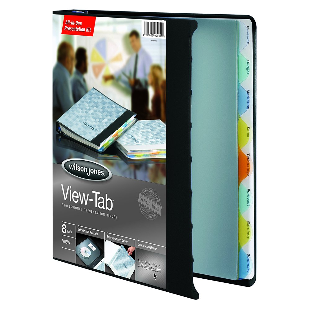 Photo 1 of Wilson Jones 55095 View-Tab Presentation Round Ring View Binder w/Tabs, 1" Cap, Black