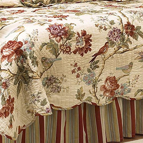 WAVERLY Charleston Chirp 5Piece Quilted Reversible Comforter Day Bed Cover Set, 105" x 54