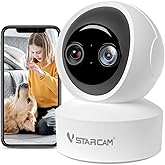 VSTARCAM Indoor Security Camera,2K HD 360° PTZ Dog Pet Camera with Phone APP, Night Vision, 2-Way Audio, Hybrid Zoom, 2.4G WiFi Dual Monitor, 7/24 Recording, Cloud/SD Card Storage (CS49D)