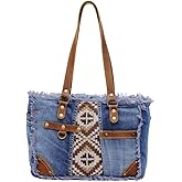 Myra Bag Western Canvas Shoulder Handbag for Women - Cotton & Upcycled Leather Bag Sofia