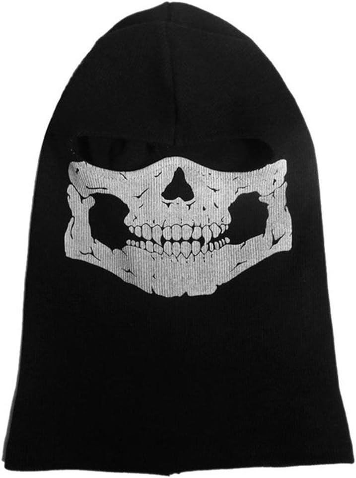 Nuoxinus Black Balaclava Ghosts Skull Full Face Mask for Cosplay Party Halloween Outdoor Motorcycle Bike Cycling Skateboard Hiking Skiing Snowmobile Snowboard: Automotive