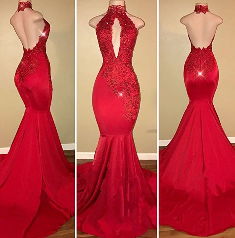 halter mermaid prom dress