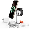 KU XIU X85 3-in-1 Wireless Charger Stand, Magnetic Charging Station for iPhone 16/15/14/13/12, Apple Watch S10/Ultra/9/8/7 and AirPods 4/3/2/Pro - Adjustable Stand and Basketball Court-Inspired Design