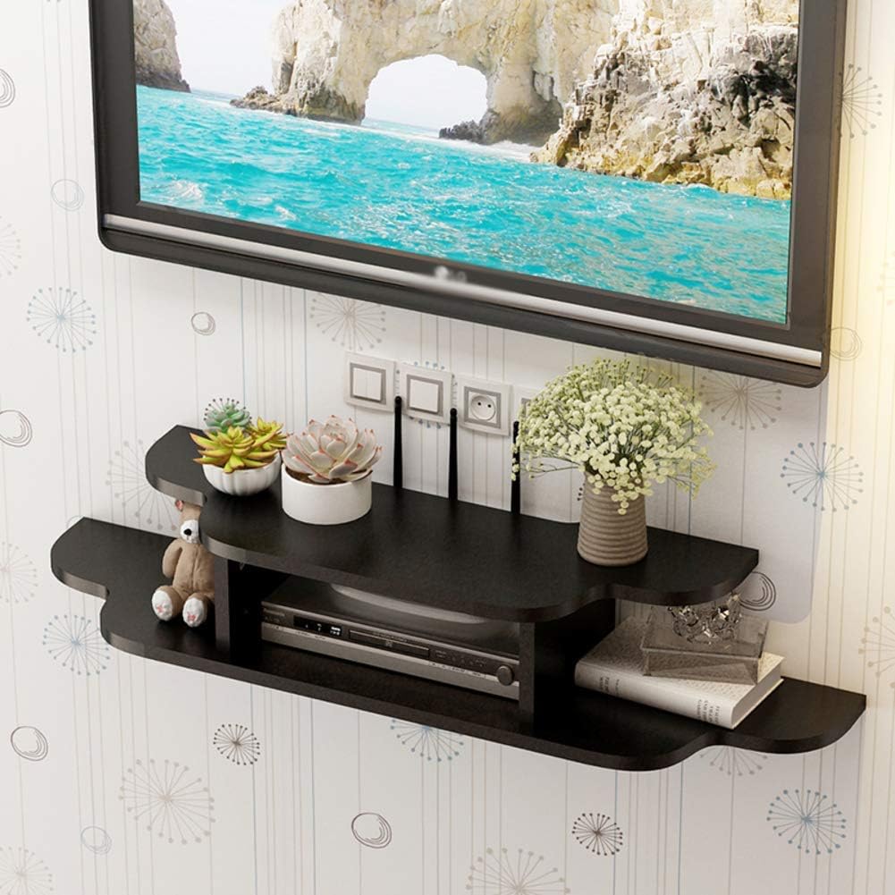 LIUSHI Floating Tv Console, 2 Tier Wall Mounted Tv Shelf Floating Media Console For Cable Boxes