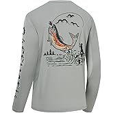 BASSDASH Men’s Graphic Shirts Long Sleeve Fishing Shirt UPF 50+ Moisture Wicking UV Sun Protection FS35M