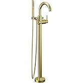 Delta Trinsic Freestanding Tub Faucet with Hand Held Shower, Gold Floor Mount Tub Filler, Champagne Bronze T4759-CZFL (Valve Not Included)