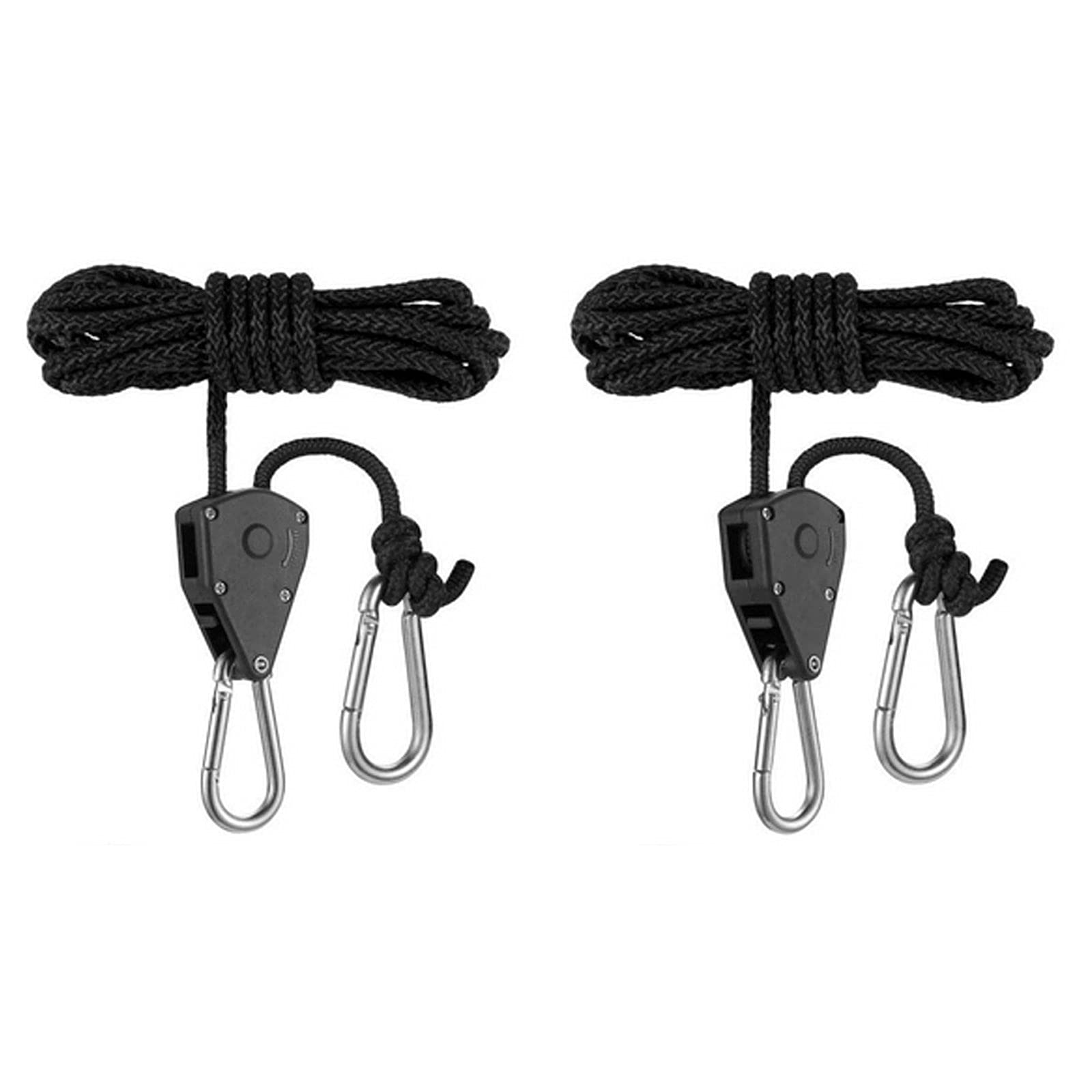 MEGAUK 1/8" Rope Ratchet Adjustable Rope Hangers Pulley Hook For Hanging Basket Pots, Planters Flower, Bird Feeder, Pack of 2