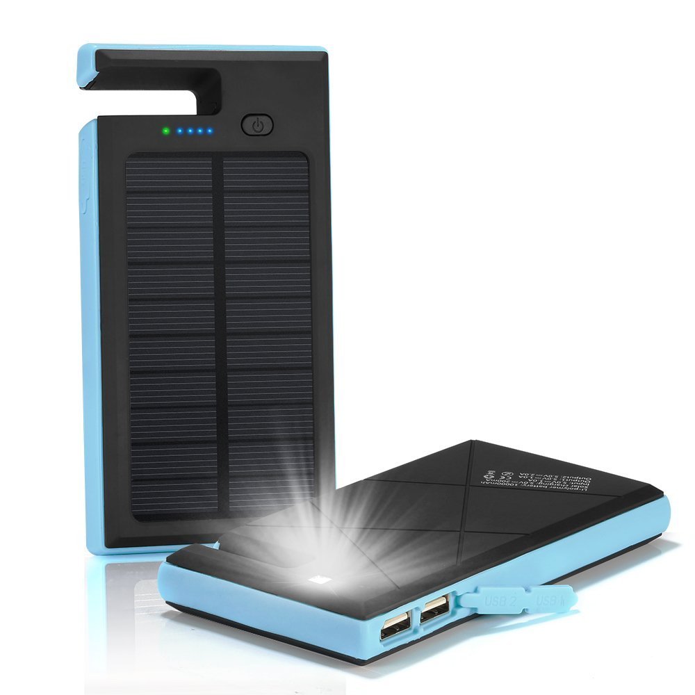 Solar Charger Portable Power Bank 12000mAh External Backup Battery Pack Dual USB Solar Panel