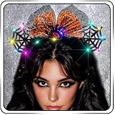 Uranian Light Up Halloween Headbands Bow Hairbands Glow Spider Web Halloween Costume Hair Accessories for Women