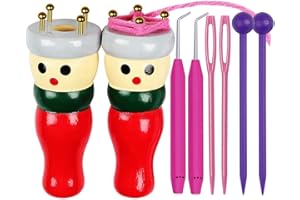 Eeghurt French Knitter 2 Pack, Wooden Knitting Dolly Set Spool Loom Toy for Making Bracelets, Etc