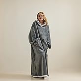 TSUTOMI Wearable Blanket Hoodie, Oversized Sherpa Hooded as Birthday Gifts Christmas Gifts for Mom Women Girlfriend Men, Cozy Sherpa Hoodie for Adult, Light Grey