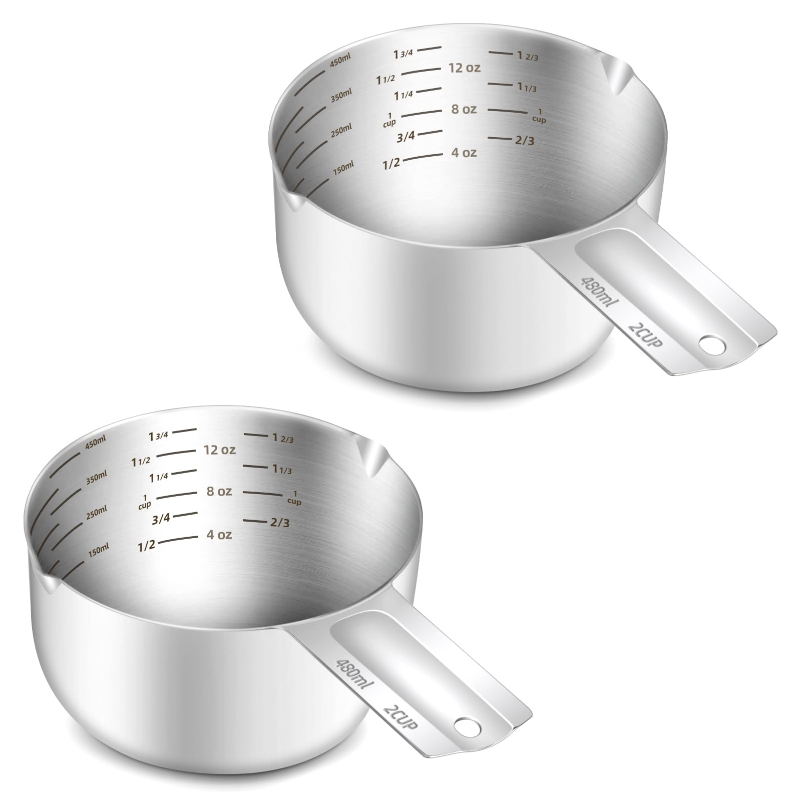 BERYLER 2PCS 2Cup (480ml, 16oz) Single Measuring
