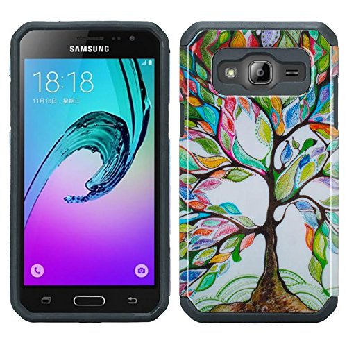 Galaxy Express Prime Case, Galaxy Sol Case, Galaxy Amp Prime [Shock Absorption/Impact Resistant] Hybrid Dual Layer Protective Case Cover for Samsung Galaxy J3 / Express Prime Case - Colorful Tree