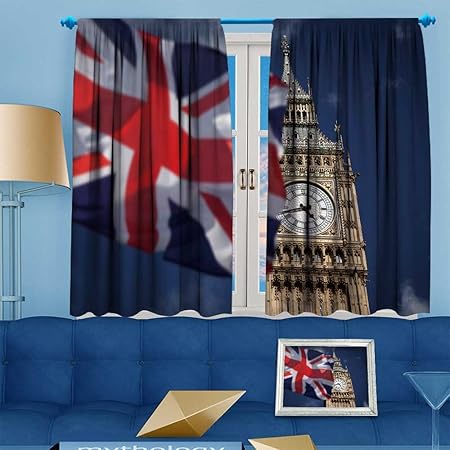 Vroselv Bedroom Blackout Curtains Set British Union Jack Flag And