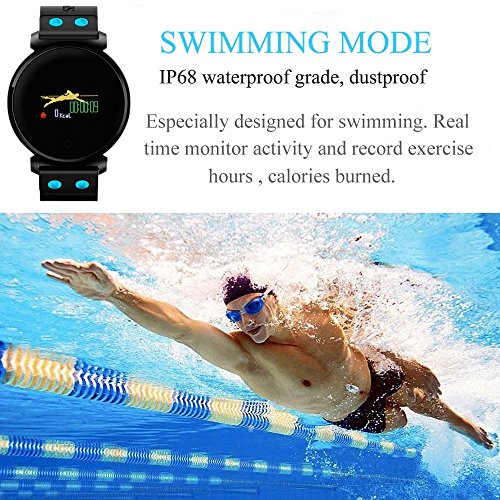 Fitness Tracker, Pard Swimming / Cycling Smart Watch, OLED HD Color Screen Heart Rate / Blood Pressure / Sleep Monitor, Sports Smart Bracelet for Android and iOS, Red