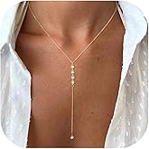 Dcfywl731 Minimal Dainty Gold Plated Dangle Earrings Layered Bar Pendant Neckalce Gold Long Y-Necklace Gold Earrings and Necklaces Set Delicate Lariat Chain Jewelry for Women-B4