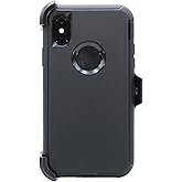 WALLSKIN Case for iPhone Xs/X/10 (5.8'') Heavy Duty Full Body Military Grade Drop Protection Carrying Cover Holder | Holster for Men Belt with Clip Stand Black