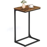 VASAGLE C-Shaped End Table, Couch Side Table for Sofa with Metal Frame | Small TV Tray for Living Room, Bedroom, Rustic Brown and Black, BARNET Collection ULET353B01