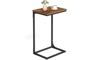 VASAGLE C-Shaped End Table, Side Table for Sofa, Couch Table with Metal Frame, Small TV Tray Table for Living Room, Bedroom, Rustic Brown and Black