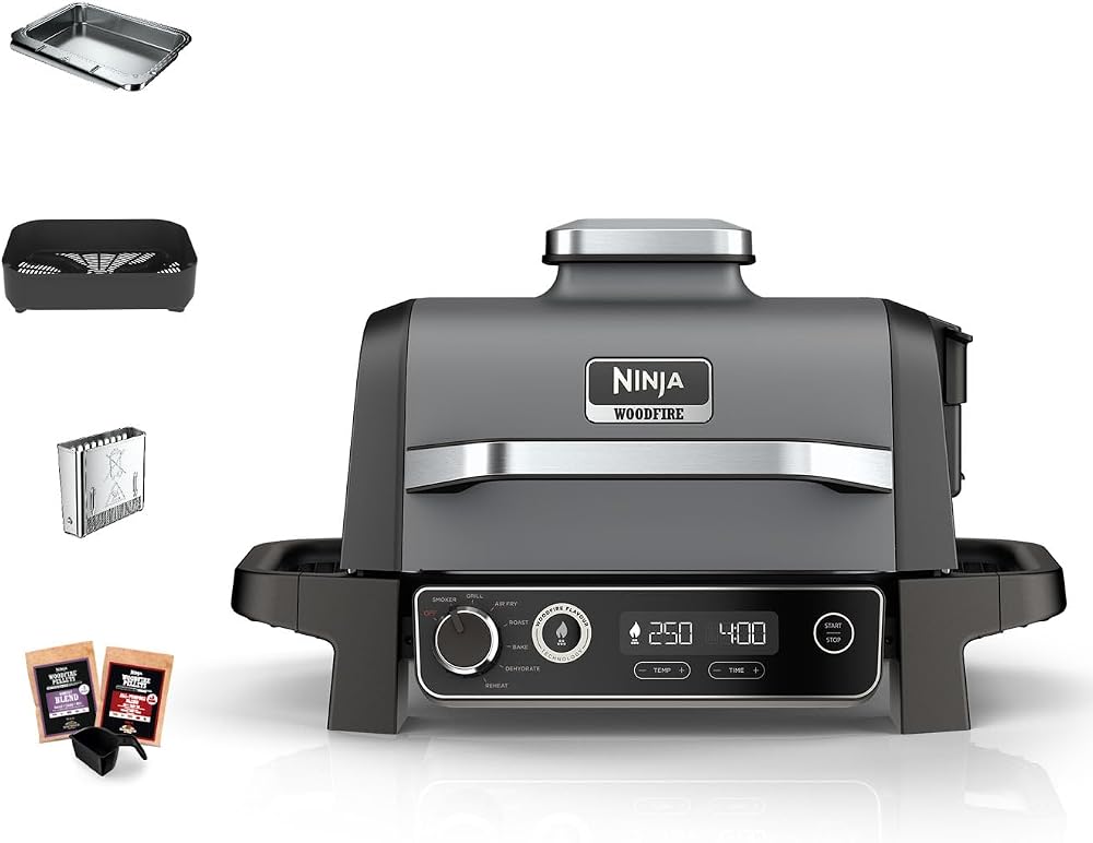 Ninja Woodfire Electric BBQ Grill & Smoker 7-in-1 Outdoor Portable