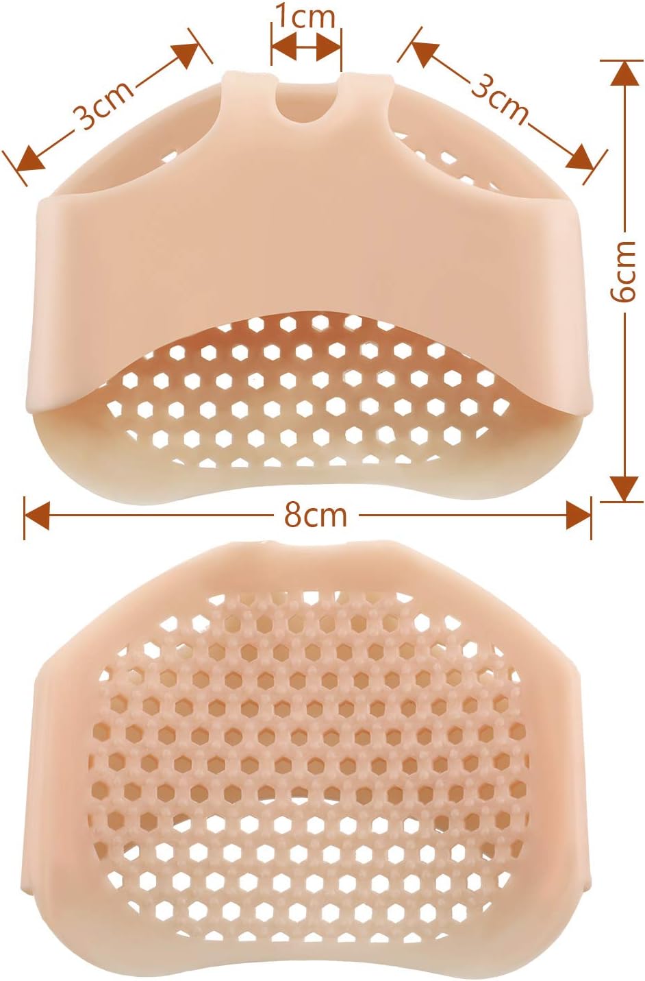 6 Pairs Ball of Foot Cushions Silicone Forefoot Pad Metatarsal Pads Support Soft Gel Foot Cushion for Reducing Forefoot Pain Callus Blisters (Natural and White): Health & Personal Care