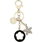 Elegant Floral Leaf Keychain, Metal Key Ring, Handbag Charm