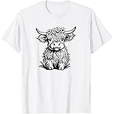 Highland Cow Cute Design for Women Western Fashion Country T-Shirt