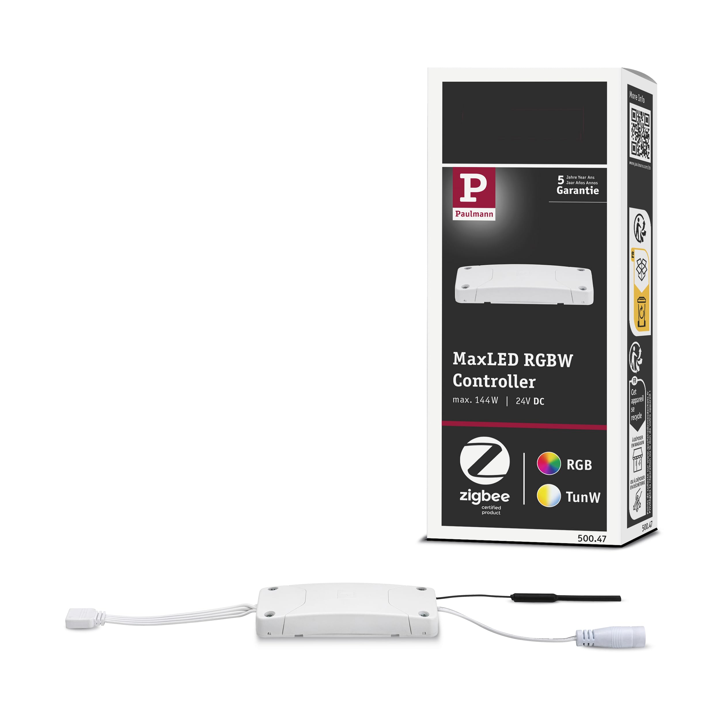 Paulmann 50047 SmartHome ZB MaxLED RGBW Controller max. 72W 24V DC White/Grey Plastic
