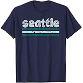 Seattle Washington Three Stripe Vintage Weathered T-Shirt
