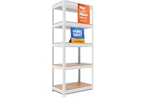 HOMEDANT House Metal Shelving Unit with Laminated Clean Board Adjustable Storage Utility Rack Heavy Duty Shelves Organization
