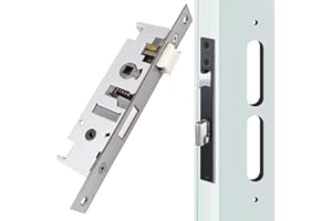 REIGAHOOD US Flat Slot Storm Door Mortise Lock Body Fits for Older Storm Doors, 5/16" Square Spindle Hub, 2-1/2" Handle PZ, 7/8" Backset, 7" Faceplate H.C., Non-Handed, Satin Nickel