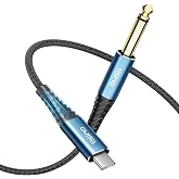 Tisino 1/4" TS to USB-C Guitar/Instrument Recording Cable, 10FT/3m | 1/4" TS to USB Type-C Cable for Guitar Bass Recording, USB-C to 6.35mm Cord for Laptop PC Mac Smartphone