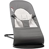 BabyBj&ouml;rn Bouncer Balance Soft, Woven/Jersey, Dark Gray/Gray | 2-in-1 Adjustable Baby Bouncer Seat and Toddler Chair, Newborn to Toddler (8-29 lbs), 4 Positions, Lightweight &amp; Portable