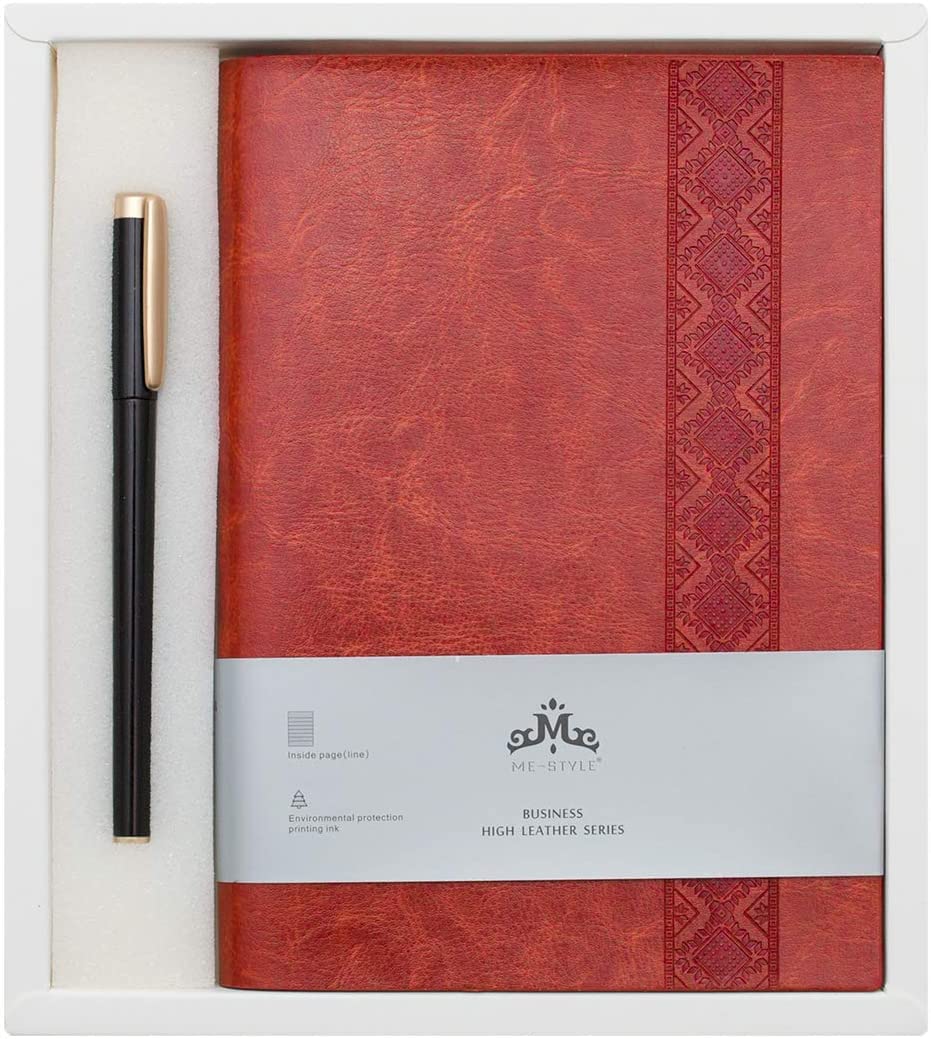 SADAN Thick Classic A5 Notebook with Pen - Vintage Travel Notebook and Pen - Journal Diary Business Daily Ideas Notepad - Christmas Birthday Gift Set for Girls Women Mum