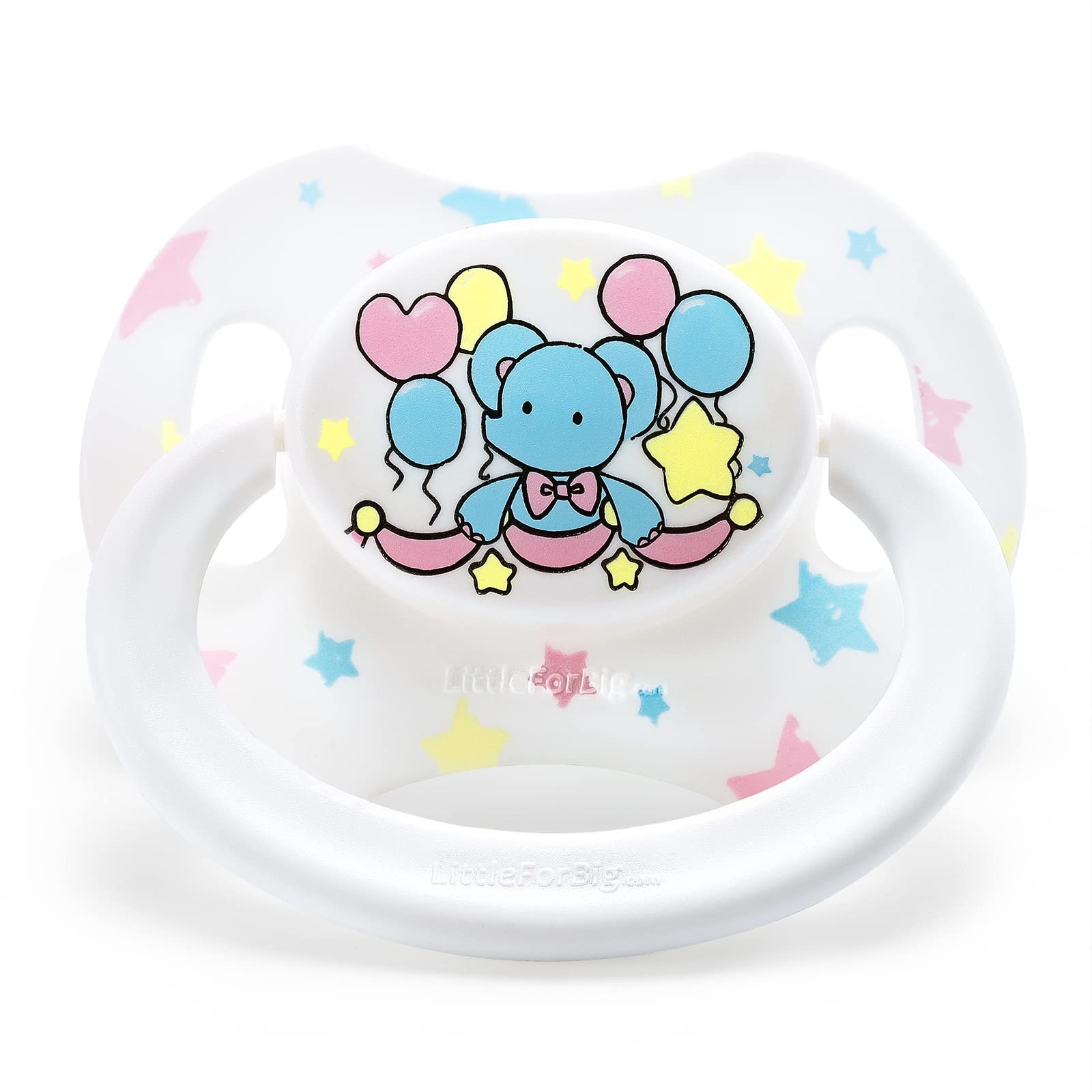 LittleForBig Bigshield Generation-II Adult Sized Pacifier White Little Circus Elephant Pattern