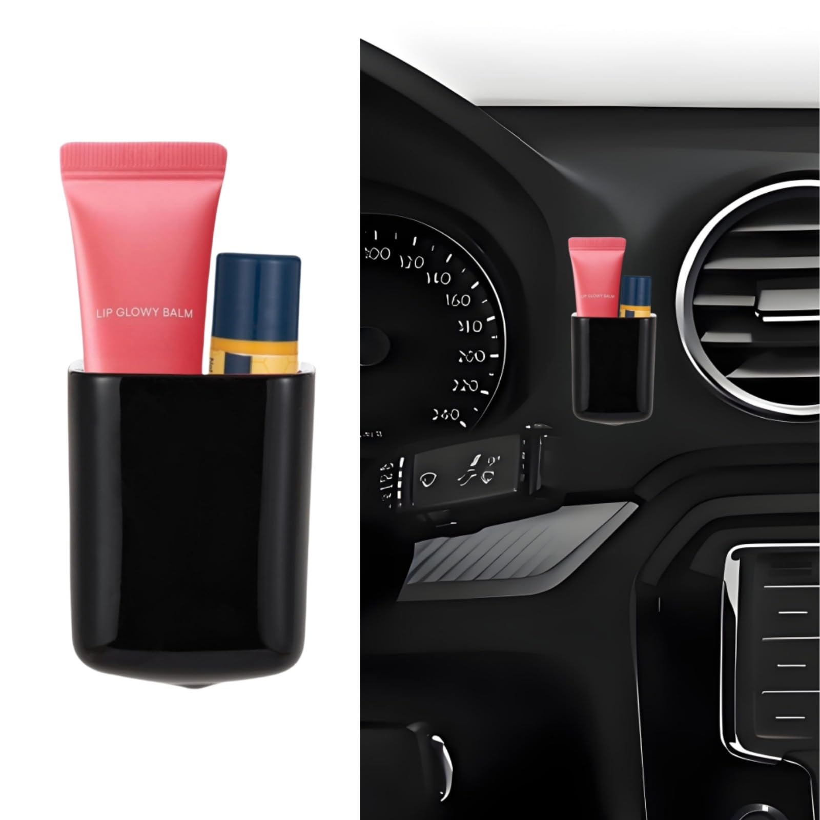 Photo 1 of Veseek Car Lip Balm Holder for Chapstick Lip Gloss Holder for Car Chap Stick Holder for Women(Black)