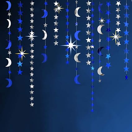 Amazon Com Decor365 Royal Blue Silver Stars And Moon Garlands Kit