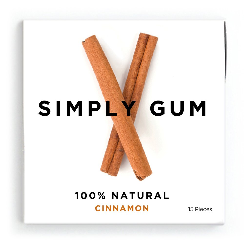 Simply Gum Cinnamon Natural Chewing Gum 6 Pack 90 Pieces Fox and Grapes