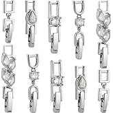 SUNNYCLUE 1 Box 10pcs 5 Styles Fold Over Bracelet Extender Fold Over Jewelry Clasps Brass Metal Silver Necklace Extension Fastener Bracelet Jewelry Clasp for Jewelry Making Women Supply Accessories