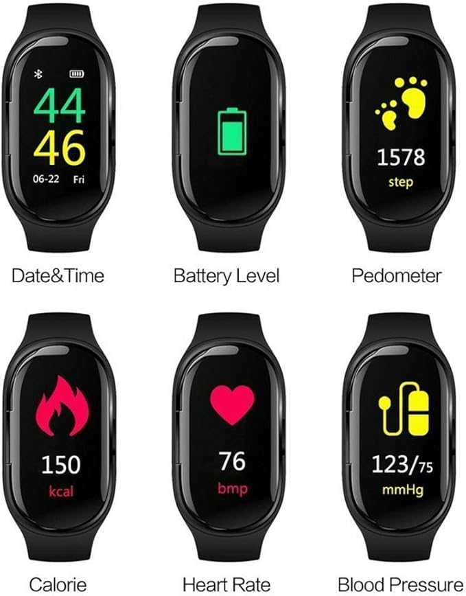 ELEXTOR Earbuds SmartWatch,M1 2 en 1 pulsera inteligente auricular ...